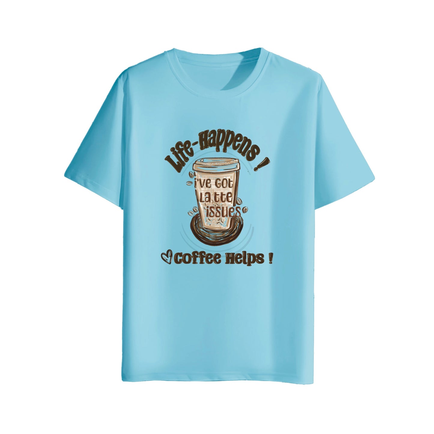 coffee helps ligt blue t-shirt