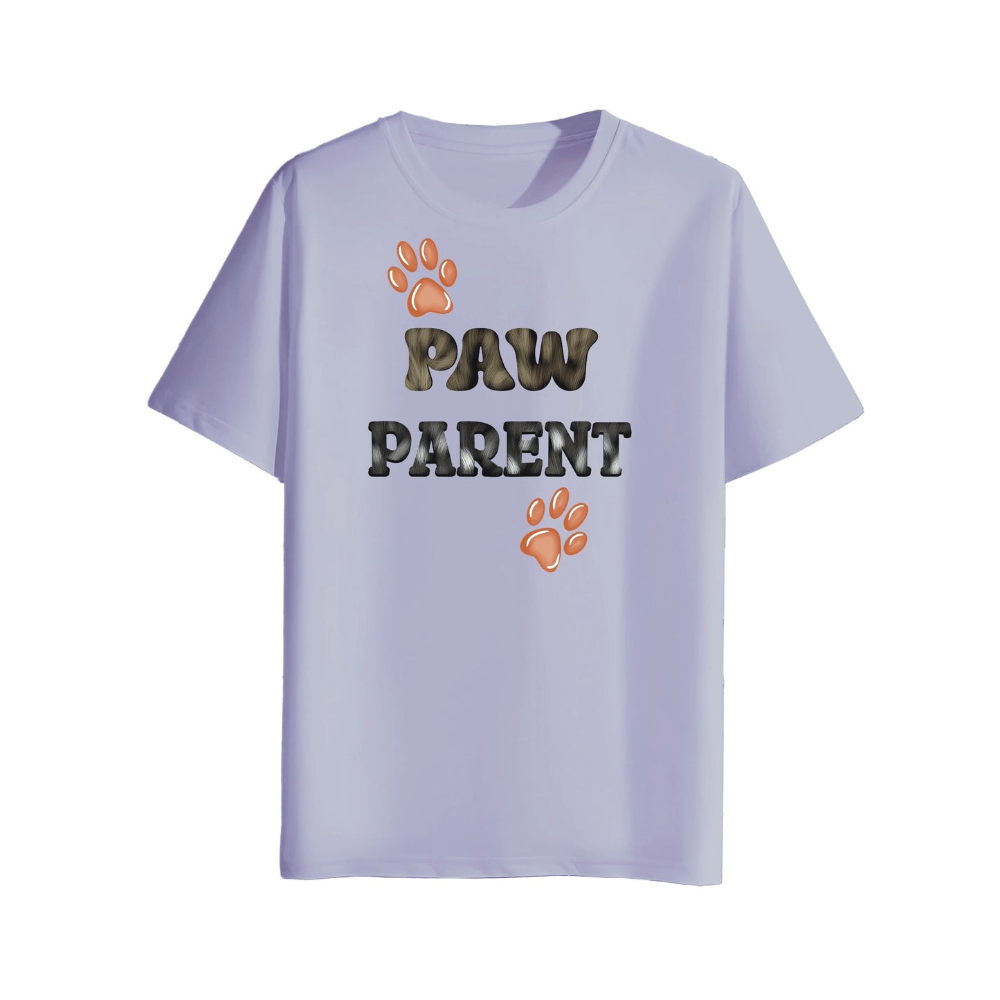 Light purple t-shirt with 'PAW PARENT' text and paw prints on a white background