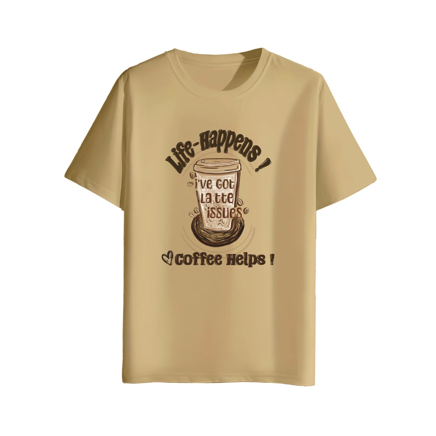 coffee helps beige t-shirt