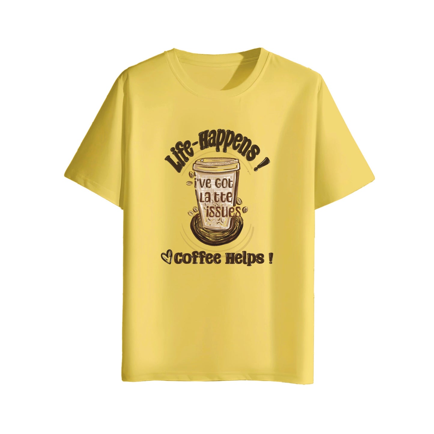 coffee helps light yellow t-shirt