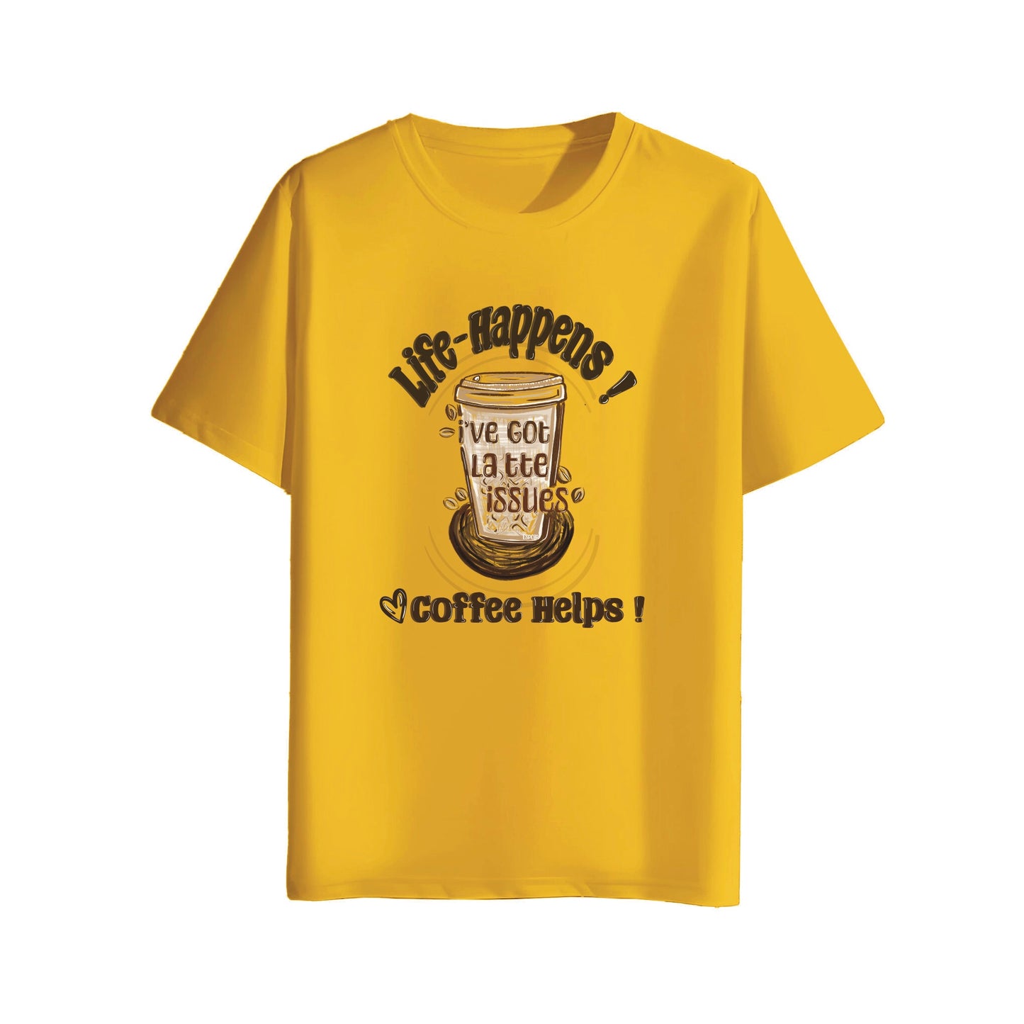 coffee helps mustard yellow  t-shirt
