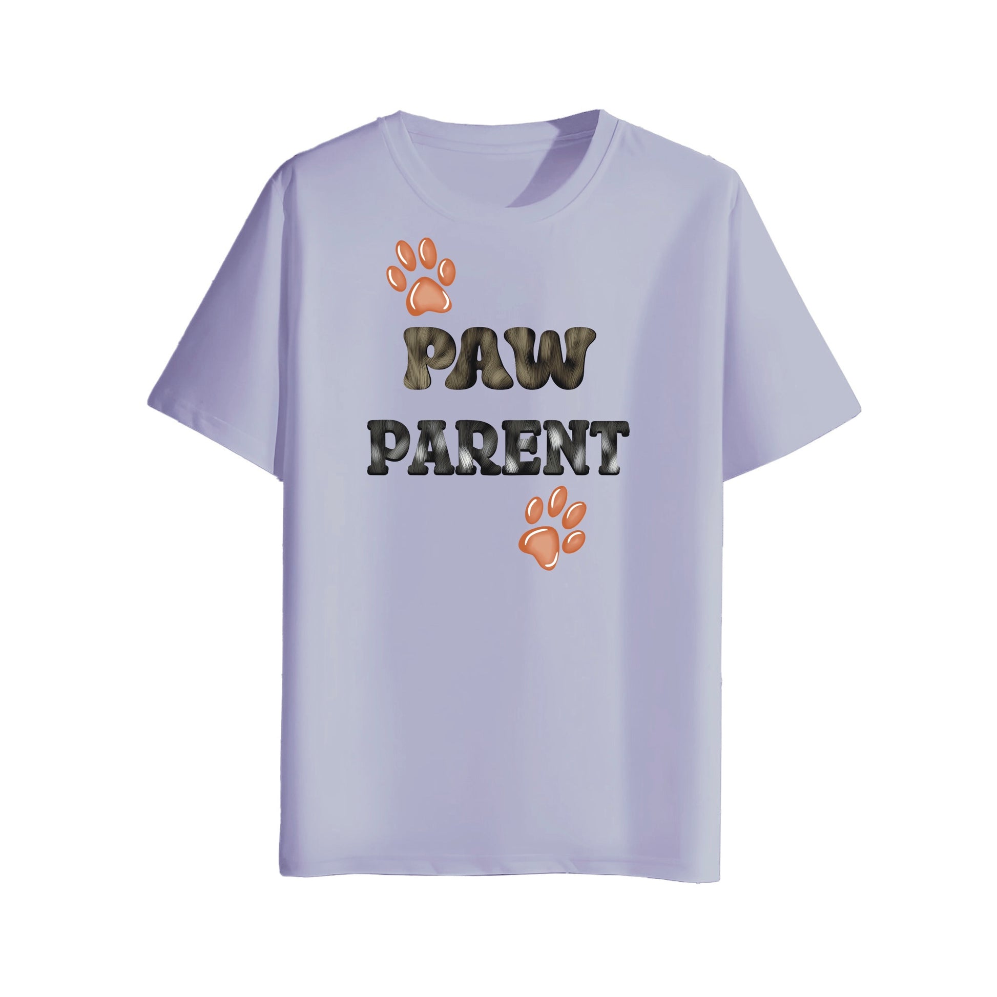 Light purple t-shirt with 'PAW PARENT' text and paw prints on a white background