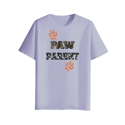 Light purple t-shirt with 'PAW PARENT' text and paw prints on a white background