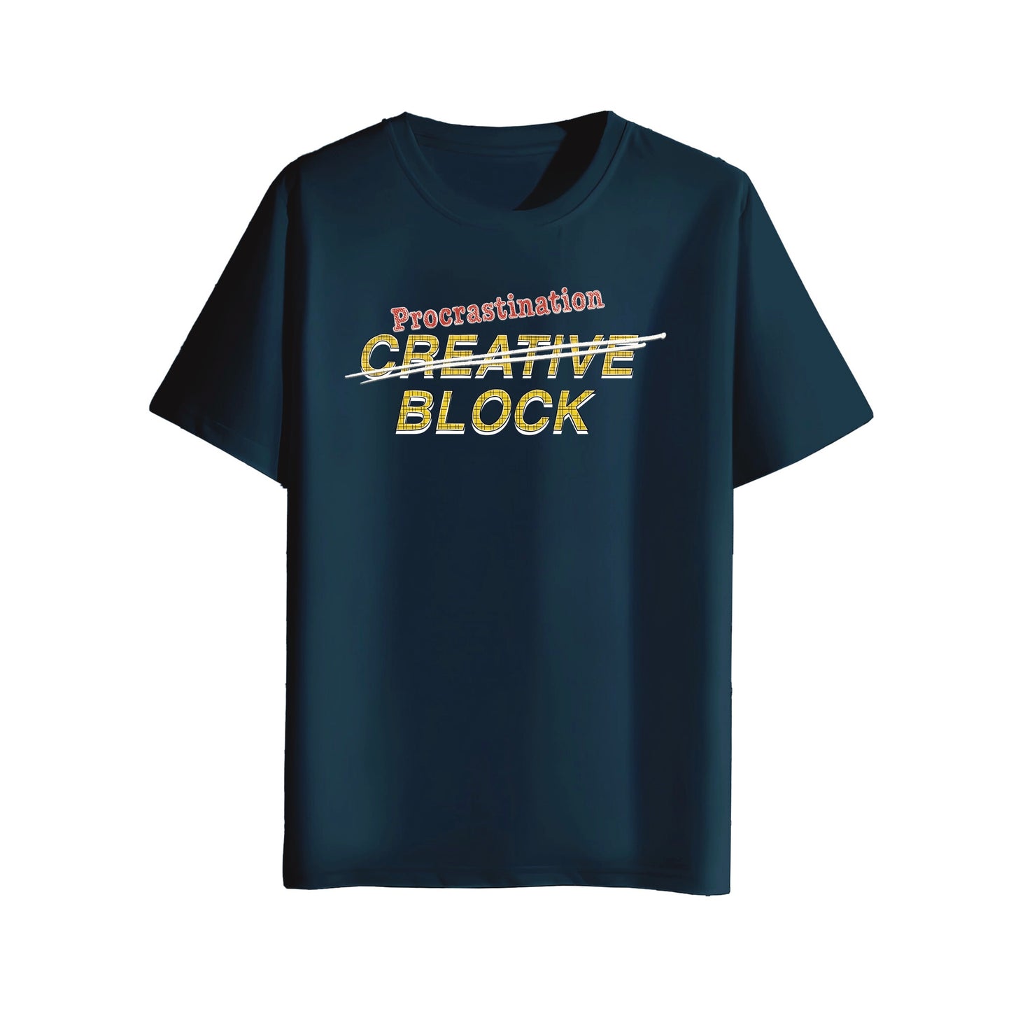 navy blue creative block t-shirt