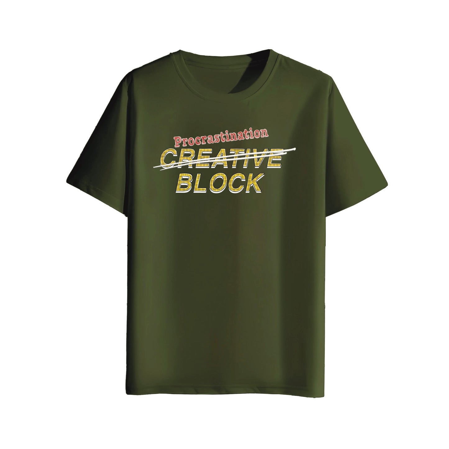 olive green creative block t-shirt