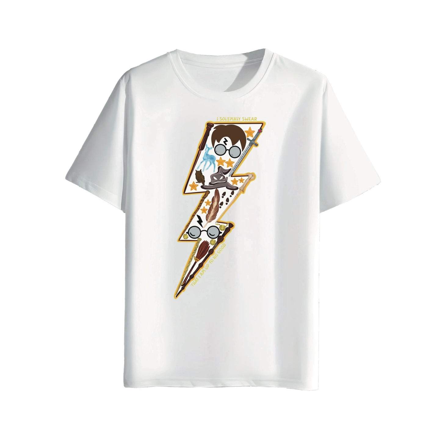white t-shirt with harry potter design